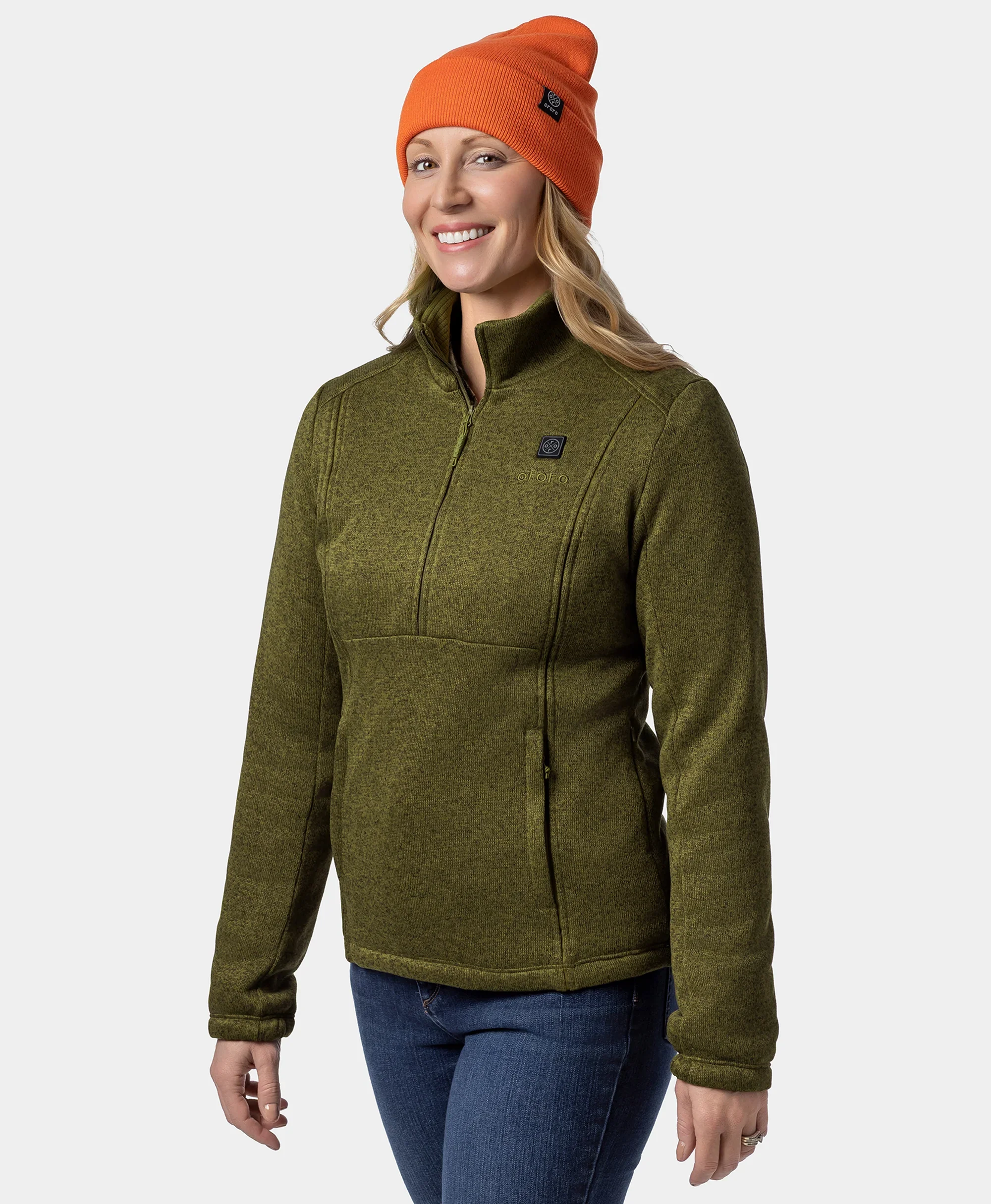 Augusta Women's 4-Zone Heated Sweater Fleece Qtr Zip Jacket - Image 14