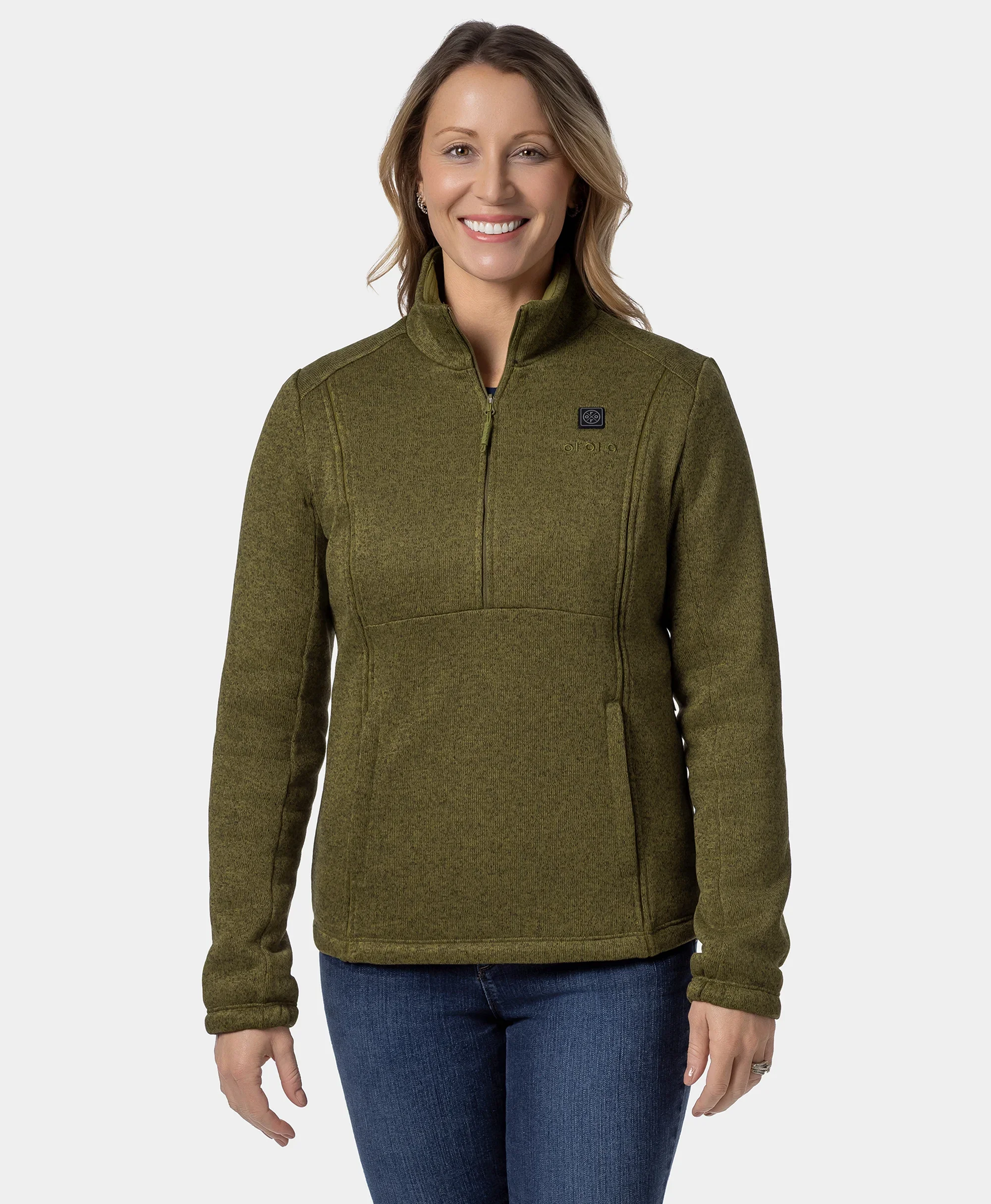 Augusta Women's 4-Zone Heated Sweater Fleece Qtr Zip Jacket - Image 10
