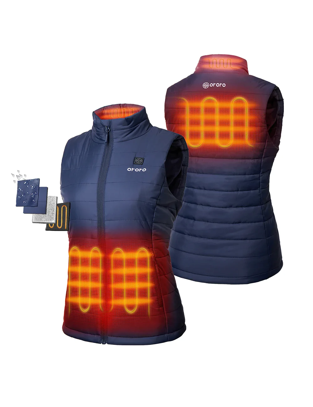 Bundle Deal - Women's Classic Heated Vest (Navy Blue) & Extra Mini 5K Battery - Image 2