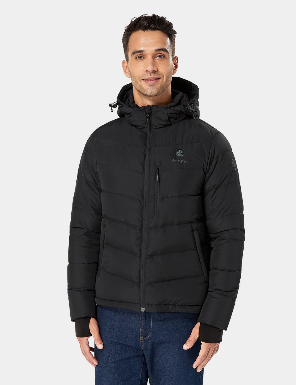 Men's Heated Down Jacket - Black (Apparel Only)