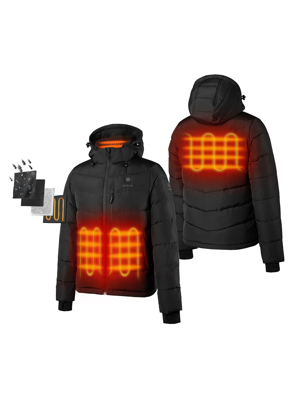 Men's Heated Down Jacket - Black (Apparel Only) - Image 2