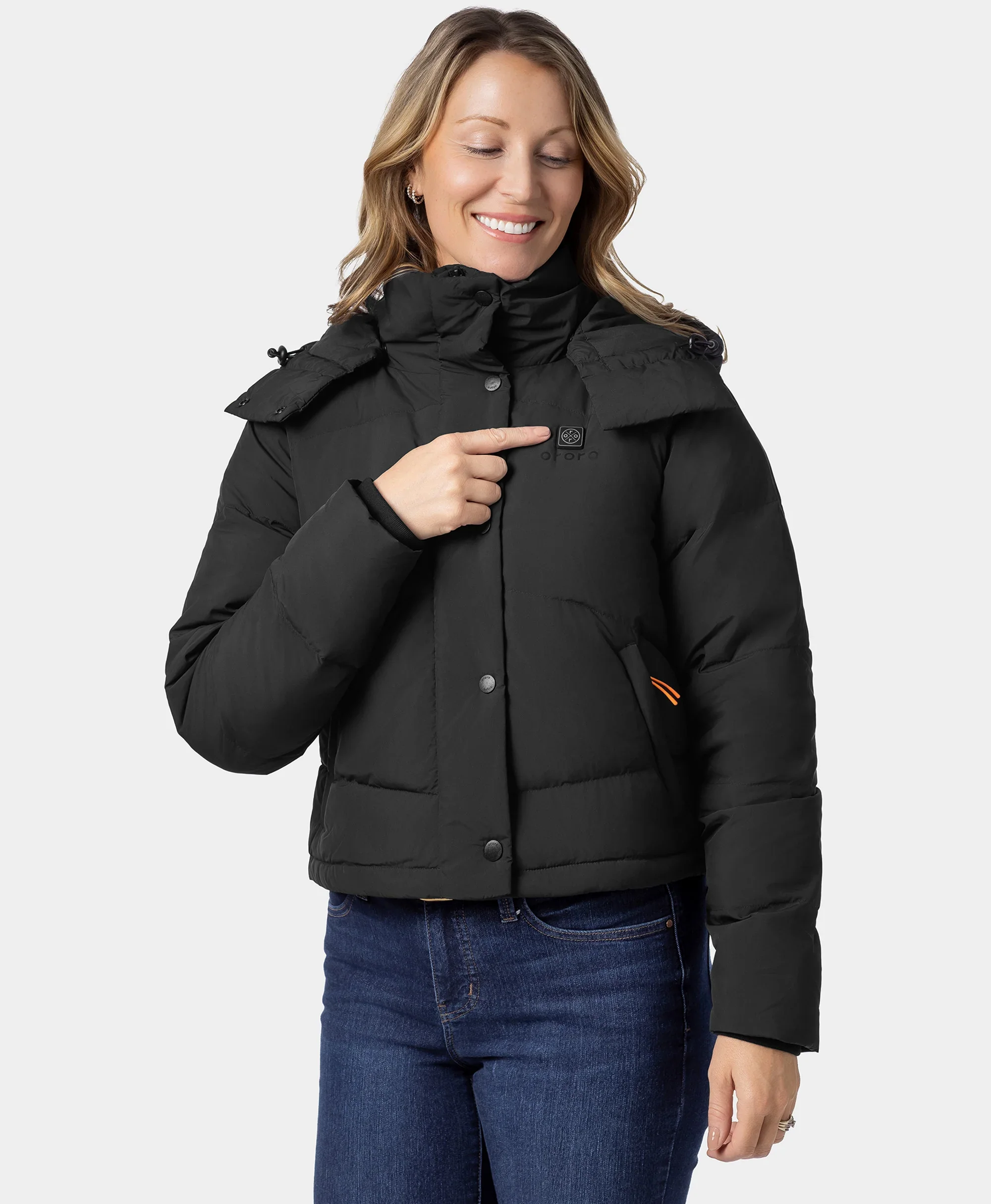 Cloudpop Women's 4-Zone Heated Puffer Down Hooded Jacket (Apparel Only) - Image 4