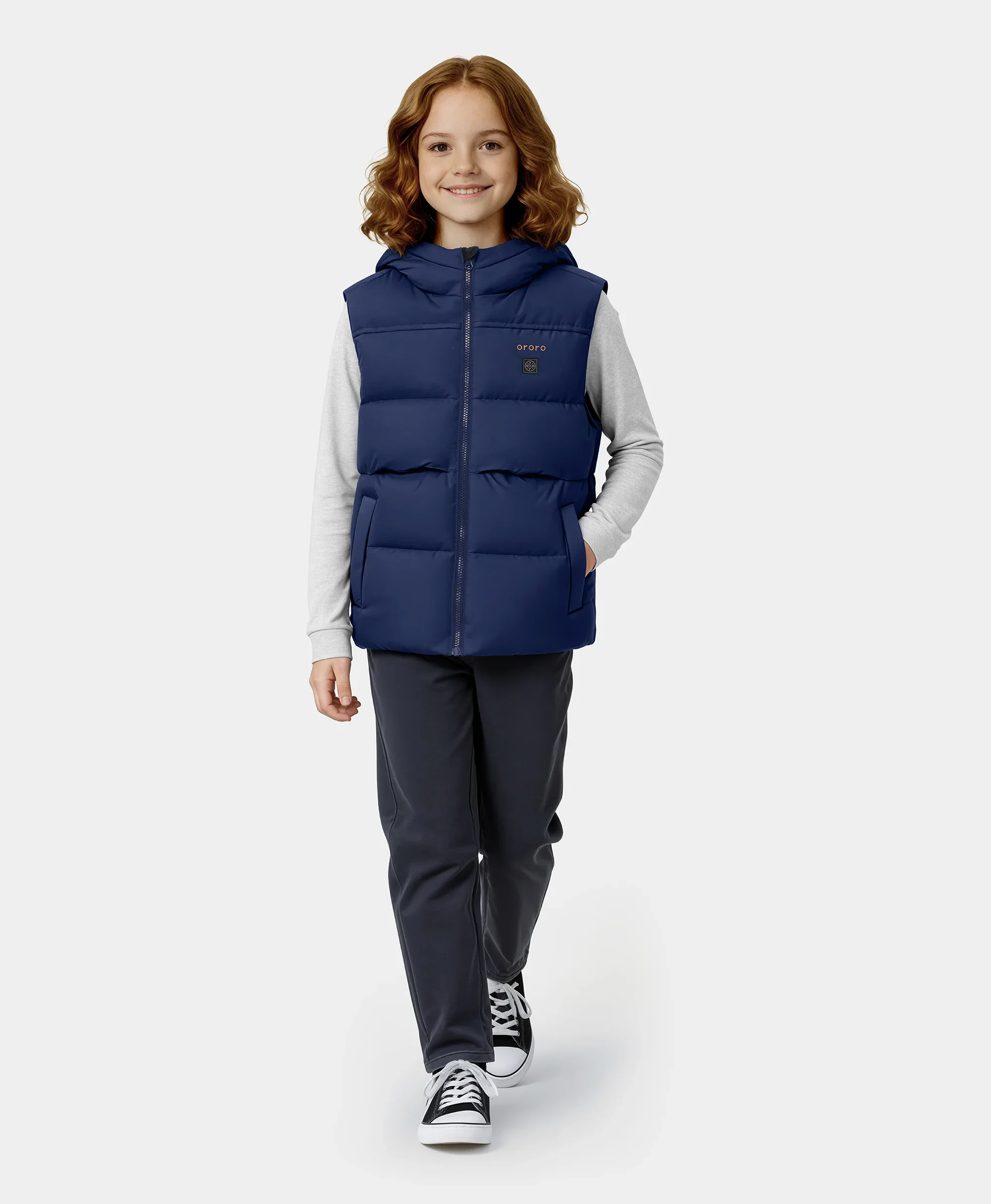 Kids' 4-Zone Hooded Heated Down Vest - Image 3