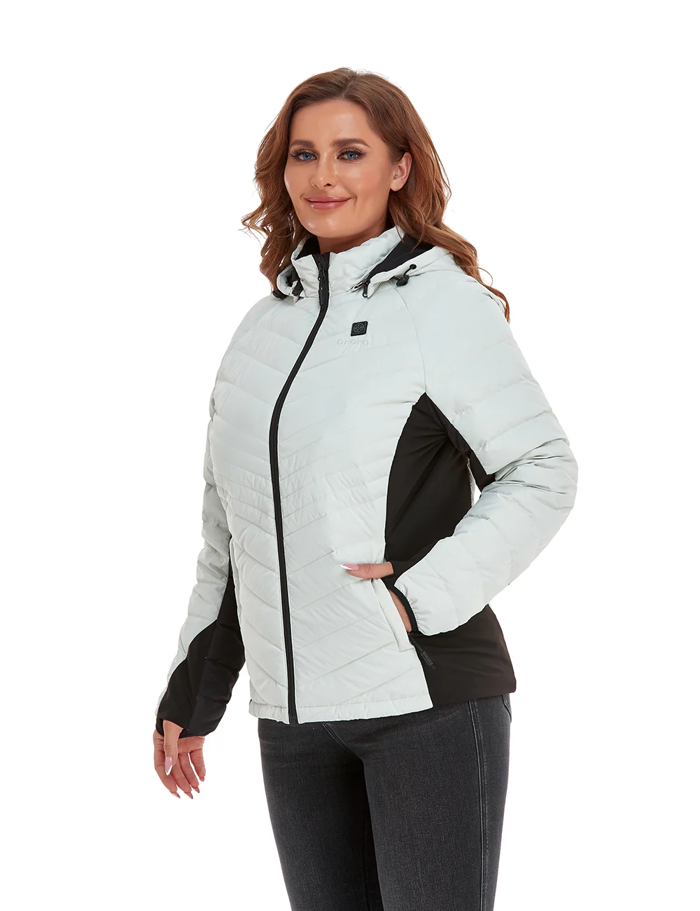 (Open-box) Women's Heated Down Jacket - Black/White (Battery Set Not Included) - Image 3