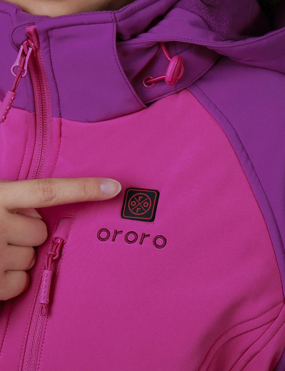 (Open-Box) Women's Heated Jacket - Pink & Purple/Gray (Battery Set Not Included) - Image 6