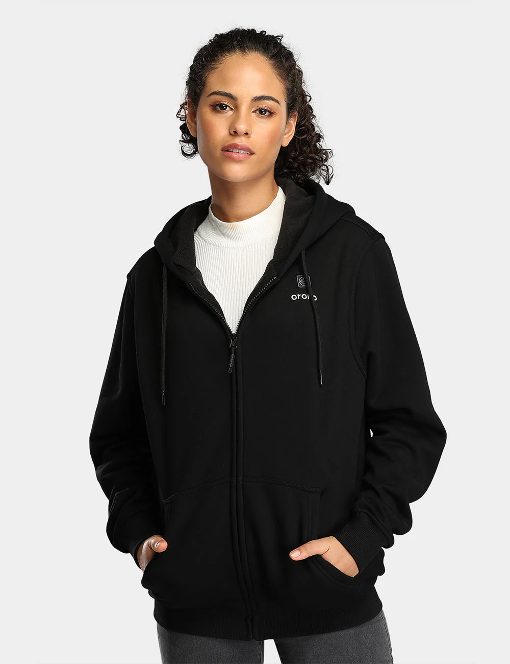 Unisex Heated Fleece Hoodie - Flecking Gray/Black (Apparel Only) - Image 12