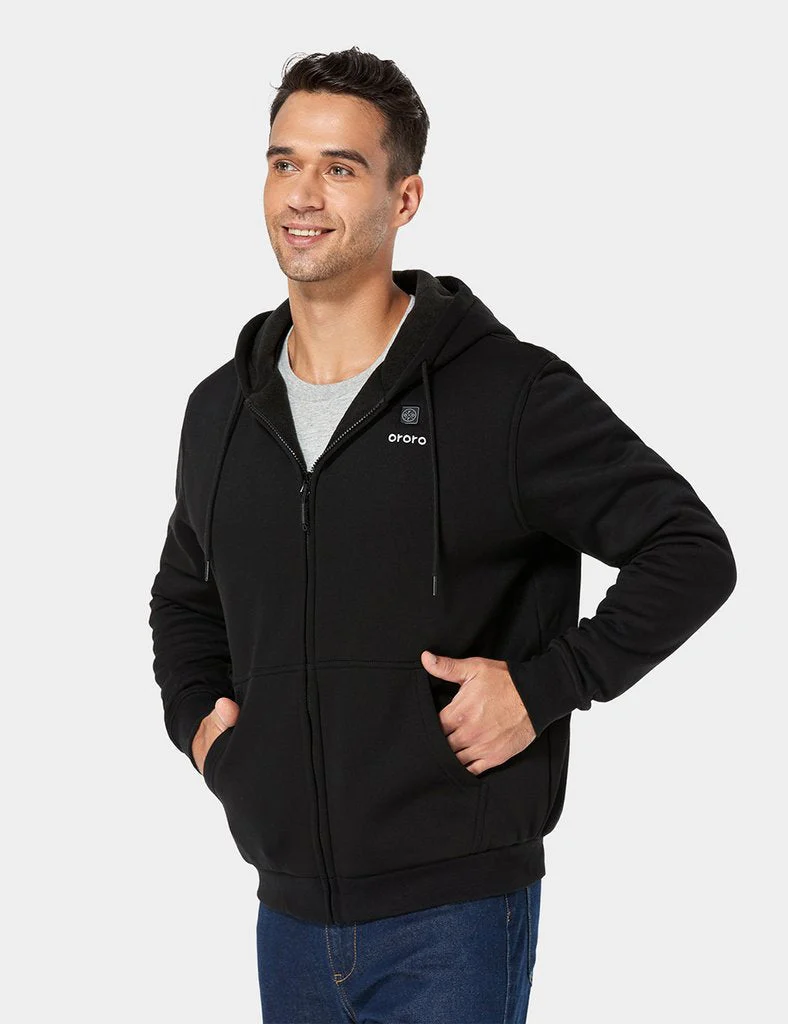 Unisex Heated Fleece Hoodie - Flecking Gray/Black (Apparel Only) - Image 14