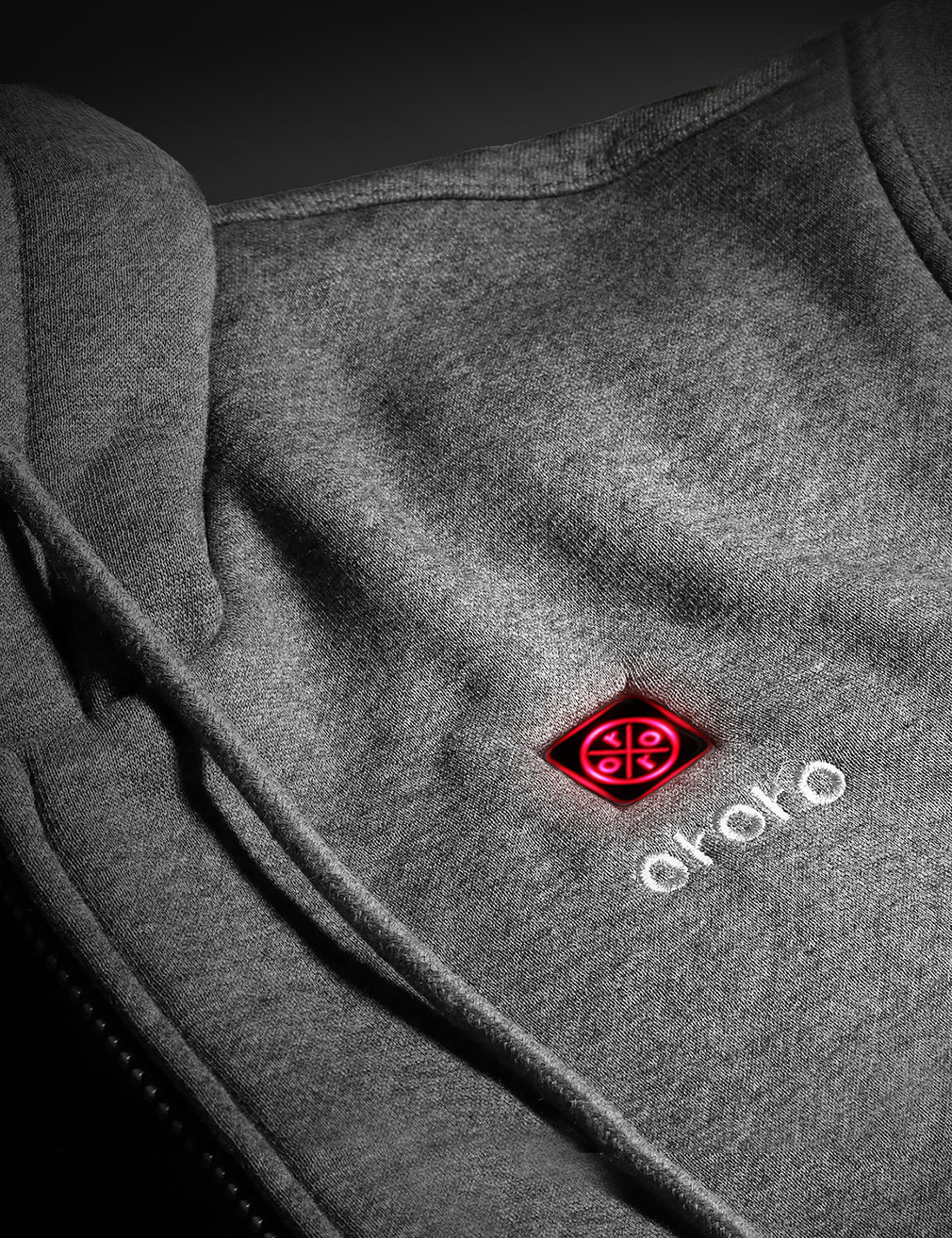 Unisex Heated Fleece Hoodie - Flecking Gray/Black (Apparel Only) - Image 16