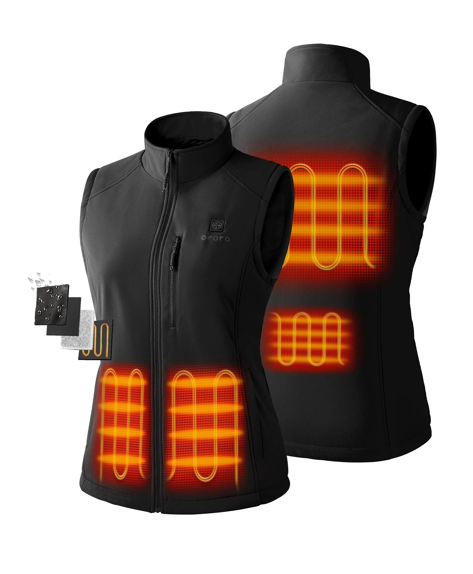 (Open-box) Women's Heated Softshell Vest - Lower Back Heating (Battery Set Not Included)